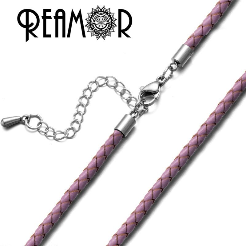 REAMOR 14 Colors Leather Rope Chains Necklace 316L Stainless Steel Lobster Clasp For DIY European Necklace Accessories Wholesale
