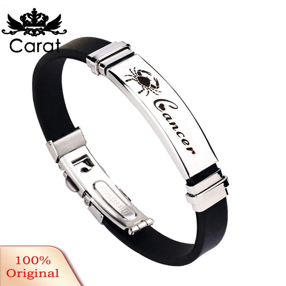 Unisex 12 Constellations Adjustable Buckle Silicone Bracelet Bangle Jewelry Gift