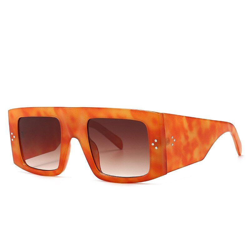 Orange Brown2020 Luxury Fashion Brand Design Oversized Square Sunglasses Women Vintage Rivet Big Frame Gradient Lens Sun Glasses For Female