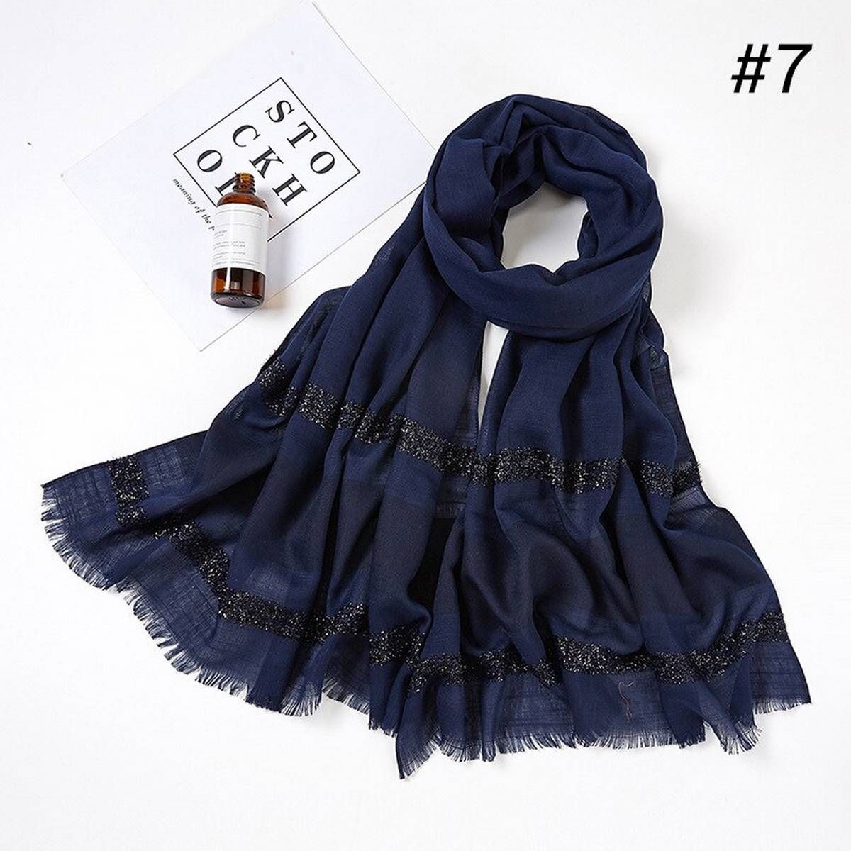 2020 muslim soft headscarf foulard femme musulman women Cotton scarf hijab female solid Fringed shawls Shimmer malaysia hijab