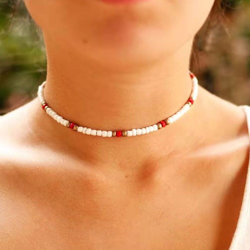 Wishspace m new Bohemian glass bead spring and summer women fashion necklace jewelry wholesale
