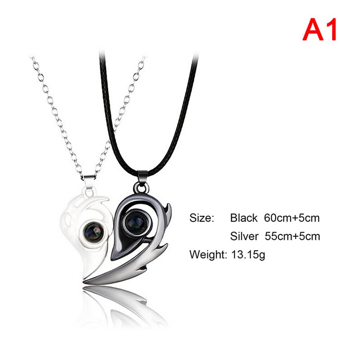 1Pair Magnetic Couple 100 Languages I Love You Projection Pendant