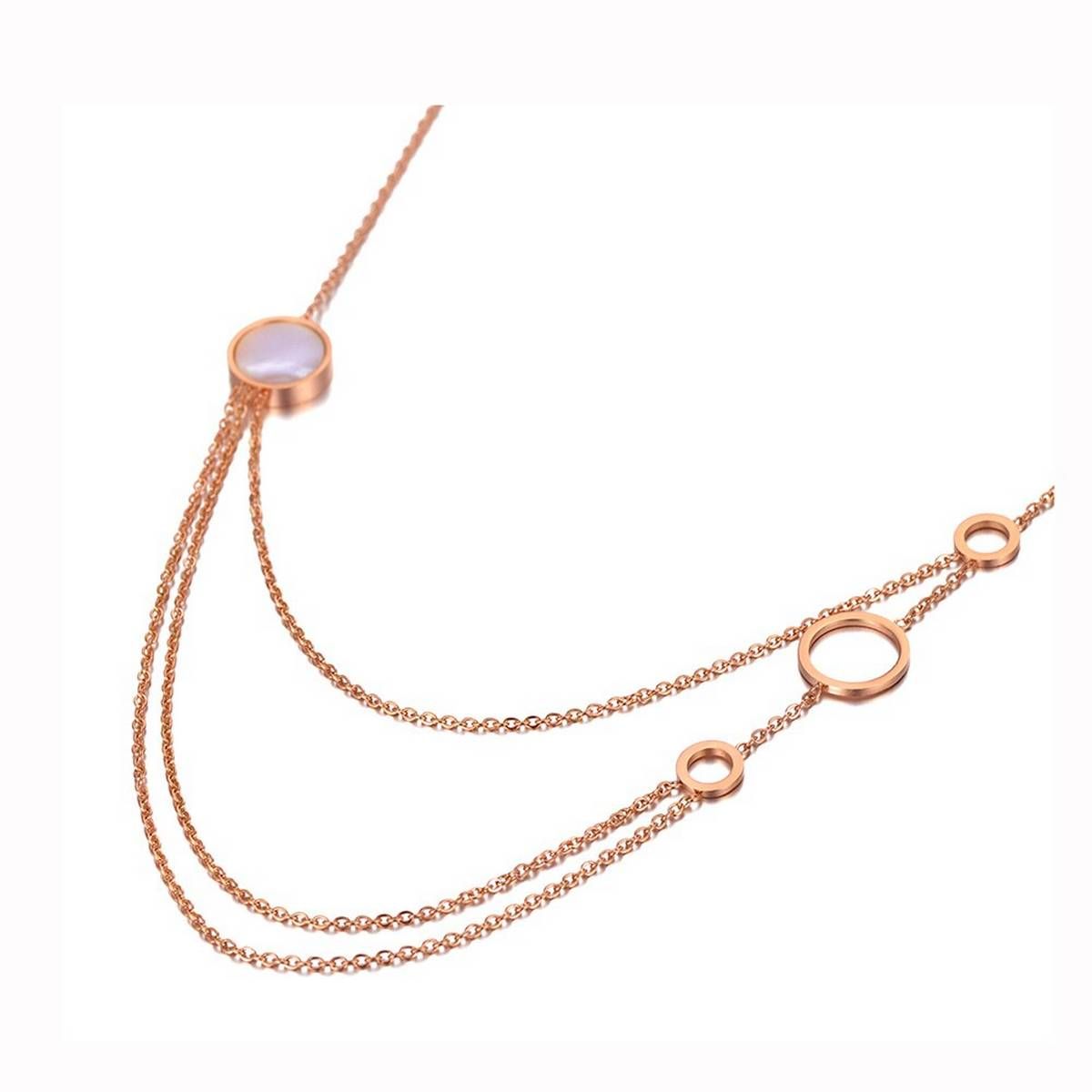 Lokaer Trendy Bohemia Stainless Steel Three Layer Charm Choker Necklace Beach Jewelry Chain Pendant Necklace For Women N20060