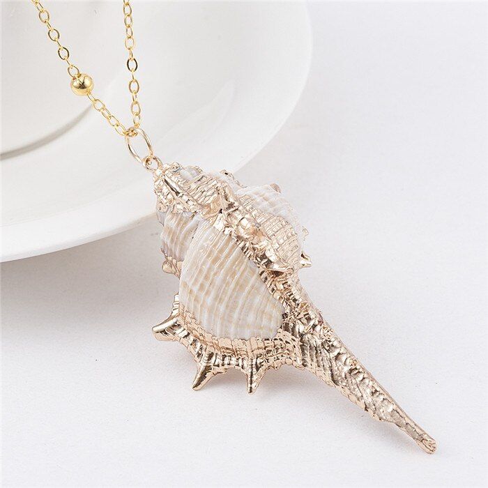 2019 New Fashion Women Shell Beach Sea Pendant Choker Gold Chain Long Necklace Jewelry Wholesale Christmas Gift