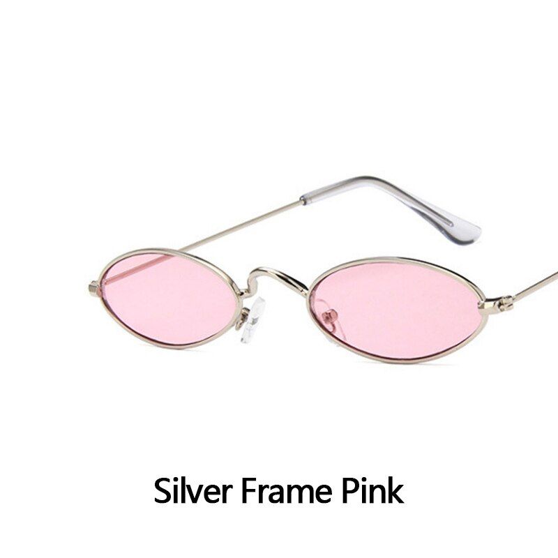 Silver PinkEpicool Retro Oval Sunglasses Women Small Alloy Frame Sun glasses Classic Colorful Ocean Lens Sunglasses oculos
