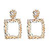 Boho Hollow Square Rhinestone Long Dangle Statement Lady Geometric Stud Earrings