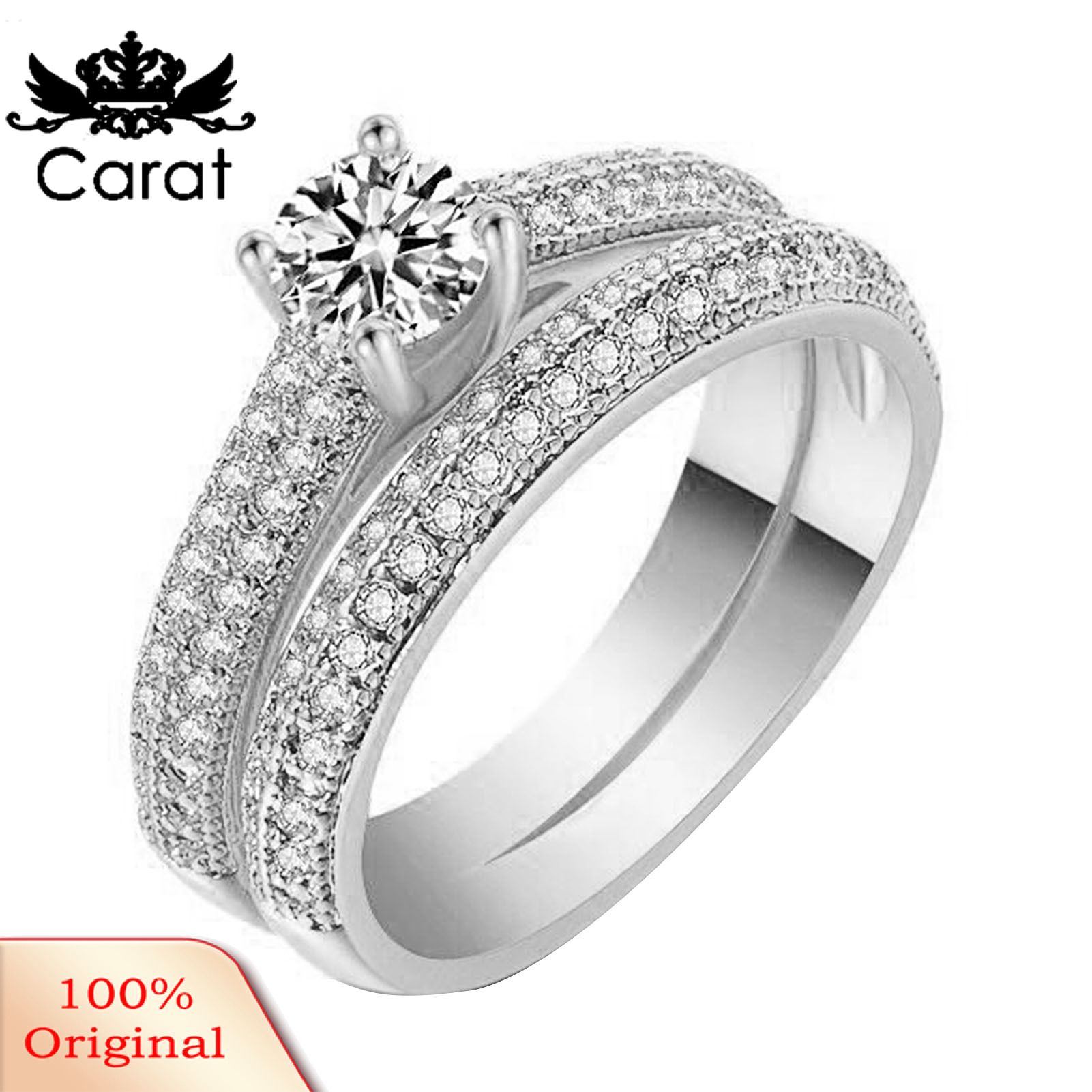 Women Rings Polishing Brilliant Rhinestone Engagement Rings Set