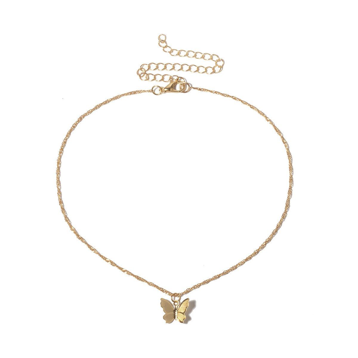 Trendy Fashion Little Gold Butterfly Chains Necklace Pendant For Women Collar Choker Necklace Shining Girl Jewelry Party Gift