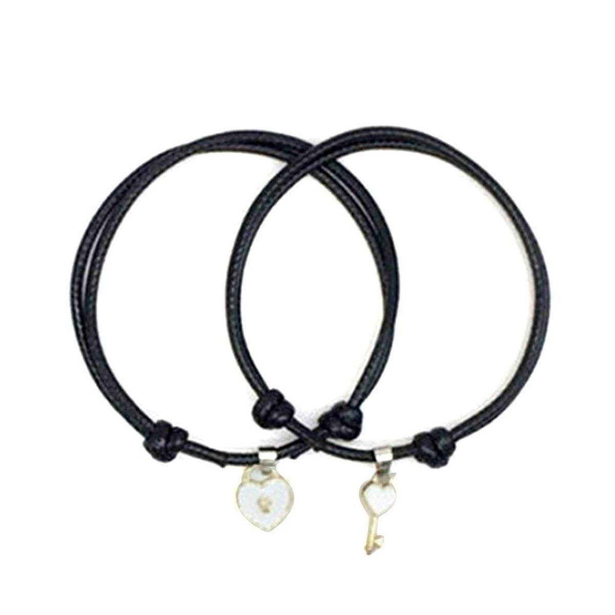 1Pair Key Lock Heart Charm Pendant Couple Bracelet Jewelry