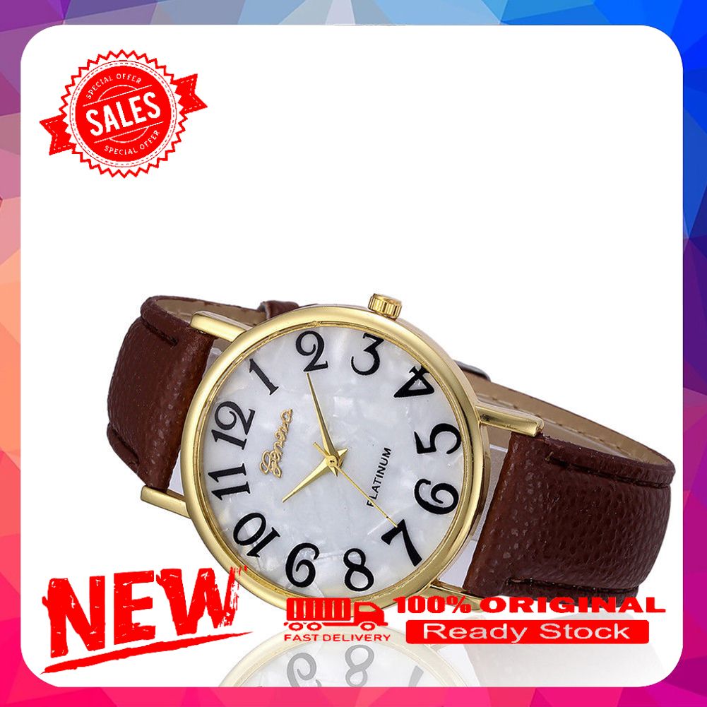 Fashion Women Faux Leather Band Stainless Steel Quartz Analog Wrist Watch Gift