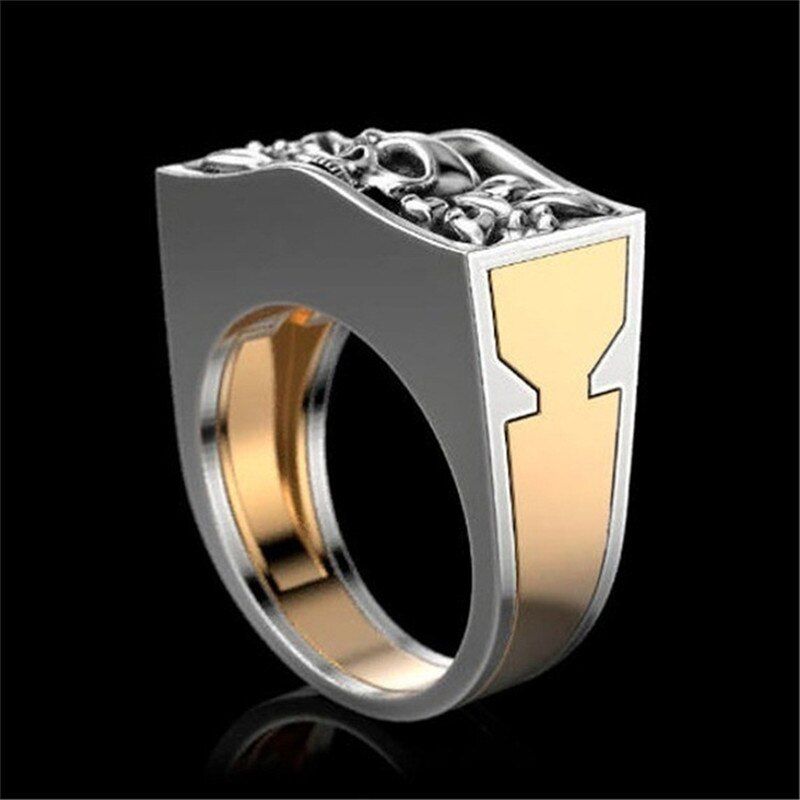 VAGZEB 2020 New Gold Silver Color Punk Vintage Skull Male Ring Cool Removable Ring for Man Dropshipping