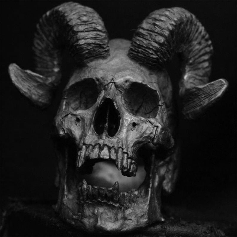 Vintage Gothic Punk Stainless Steel Ring Demon Satan Goat Skull Ring Men's Motorcycle Ring Jewelry Accessories(null)