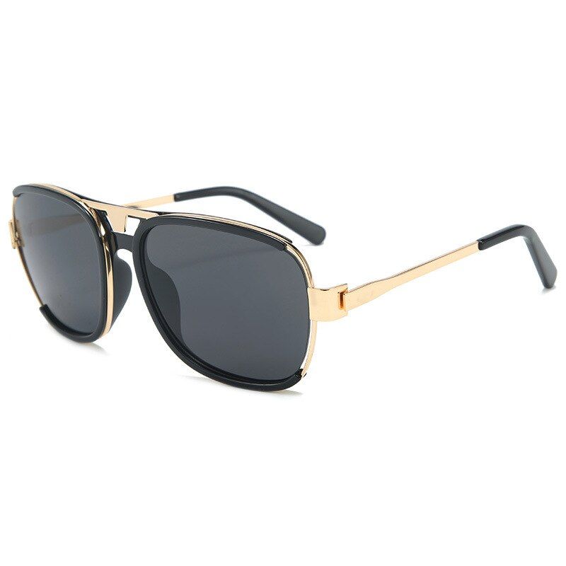 C1black46379 Half Frame Oversized Retro Sunglasses Men Women Fashion Shades UV400 Vintage Glasses