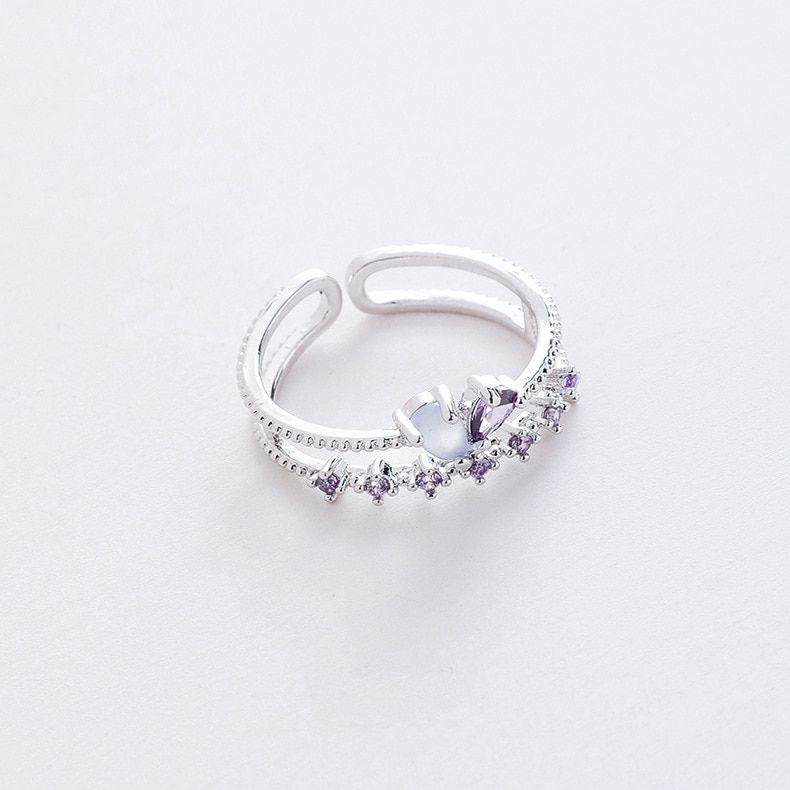 2020  Korean  Style Micro-inlaid Crystal Zircon flower Ladies Square Adjustable Ring Fashion Water Drop Party Jewelry Gift