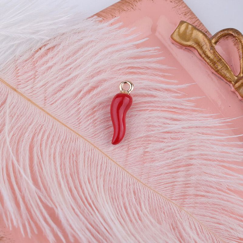 10Pcs/Set Enamel Alloy 3D Chili Pepper Charms PendantS DIY Jewelry Making Craft