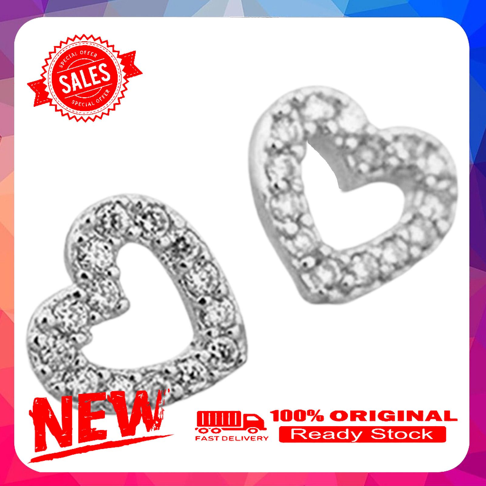 1 Pair Women Hollow Love Heart-Shaped Rhinestone Inlaid Silver Plated Earrings Ear Studs for Wedding Party