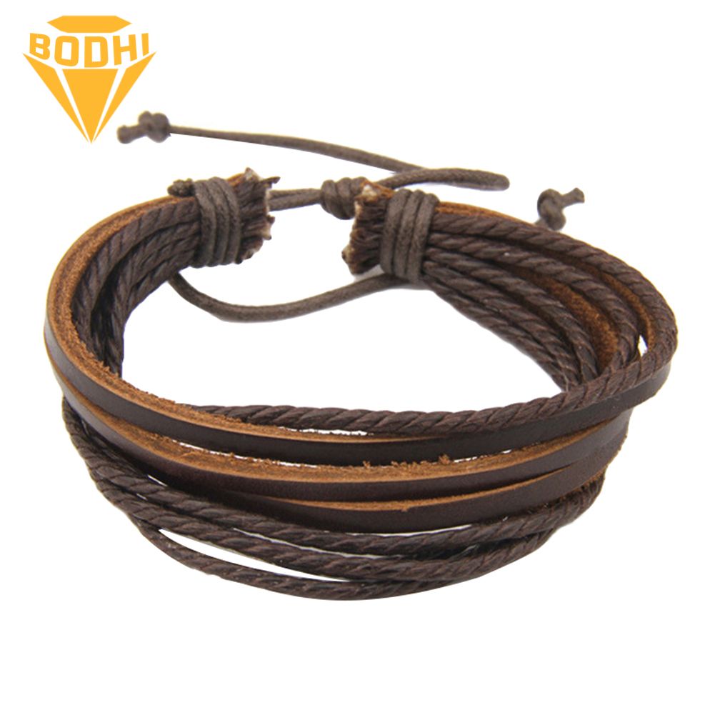 Fashion Unisex Multi-layer Faux Leather Braided Rope Bracelet Bangle Wrist Gift
