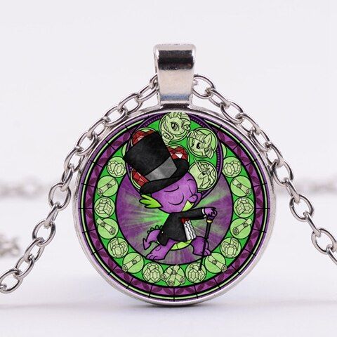 My Little Horse Baoli Poni Necklace Lovely Magic Rainbow Horse Cartoon Glass Round Pendant Children Birthday Gift Jewelry