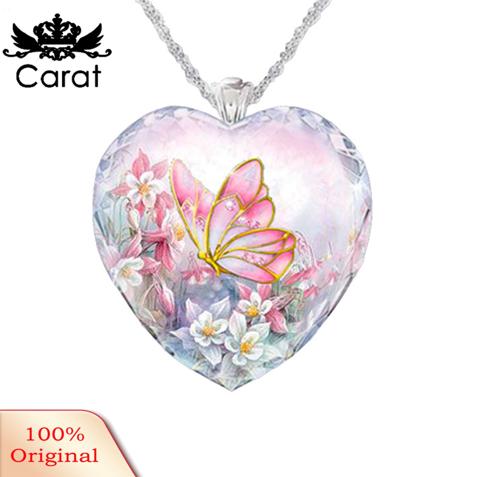 Heart Necklace Elegant Trendy Alloy Exquisite Women Butterfly Pendant Necklace for Daily Wear