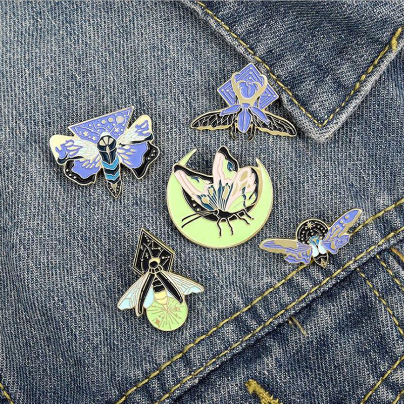 5Pcs/set Enamel Pin Insect Brooches Lapel Pin Cartoon Women Jewelry Badge Gift