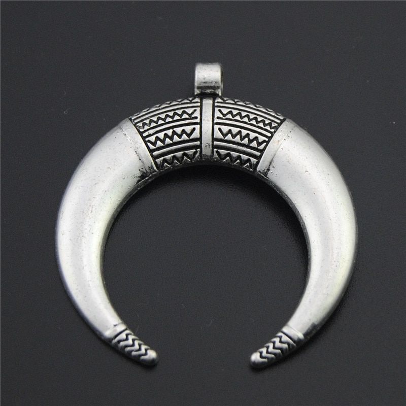 5PCS New Arrive 2019 Silver Color Moon Double Horn Charms For DIY Jewelry Fitting A2289