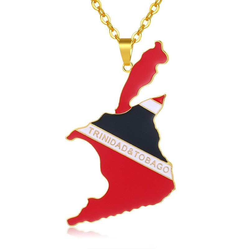 SONYA BIG PENDANT Trinidad and Tobago Map/Flag Necklaces For Women/Men Gold Color Trinidad Country Jewelry Gift Bijoux Femme