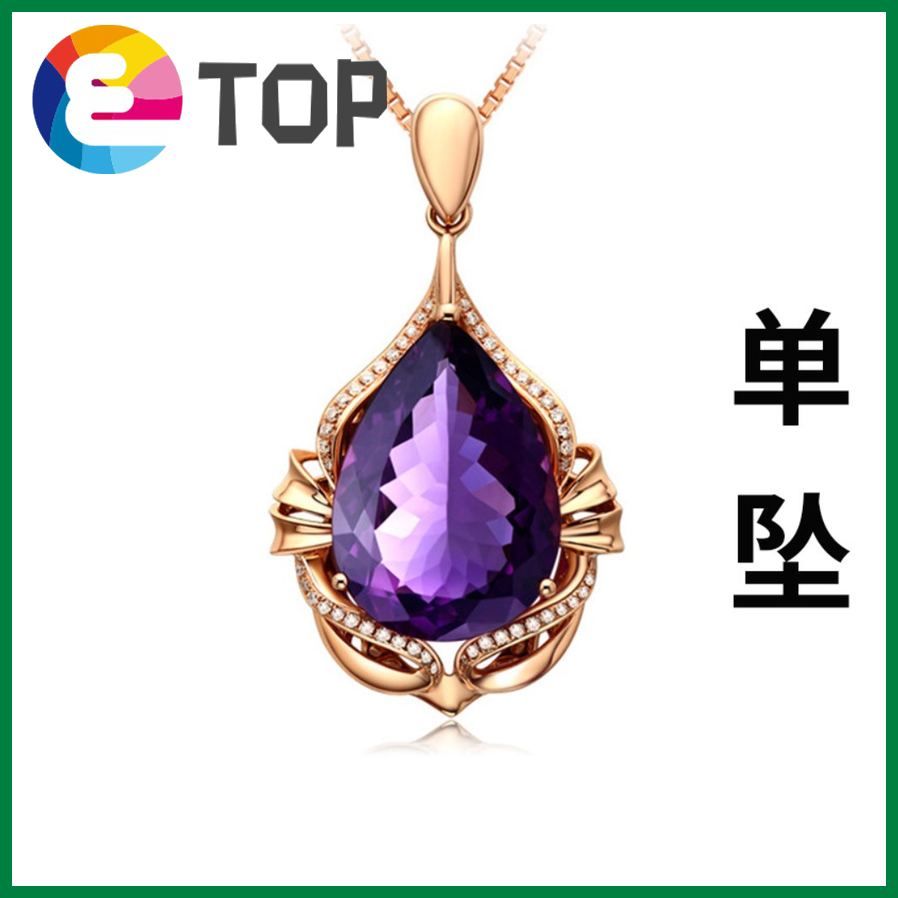Beauty And Amethyst Pendant Rose Gold Plated Amethyst Necklace Elegant Micro Setting Women'S Necklace
