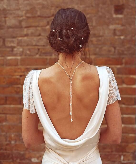 Fashion sexy back chain chain pearl choker necklace women elegant trendy statement necklace bridal jewelry bijoux 2020