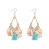 Bohemian Ethnic Style Tassels Metal Leaf Long Drop Hook Earrings Women Jewelry