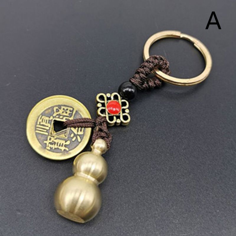 Key Chain Fortune Chinese Feng Shui Antique Keyring Good Fortune Soild Gourd Keychain