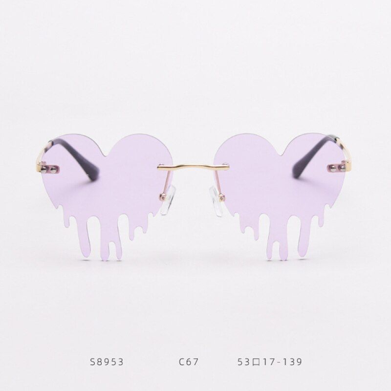 FSHWH0119PR00TTLIFE Colorful Sunglasses Women Irregular Tassel Candy Color Frameless Sun Glasses Tear Female Chic Party Shades Eyeglasses