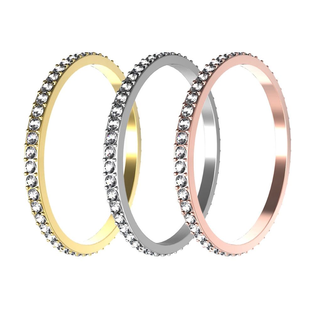 Floya Full Zircon Inner Filled Rings Copper Women Stainless Steel Base Accessories Combination Interchangeable Ring Bague Acier