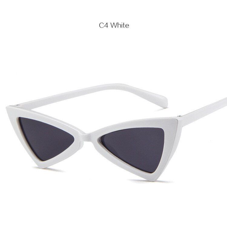 White as pictureRetro Triangle Sun Glasses Famous Brand Women Cat Eyes Red Sunglasses Butterfly Cateye Ladies Eyeglasses