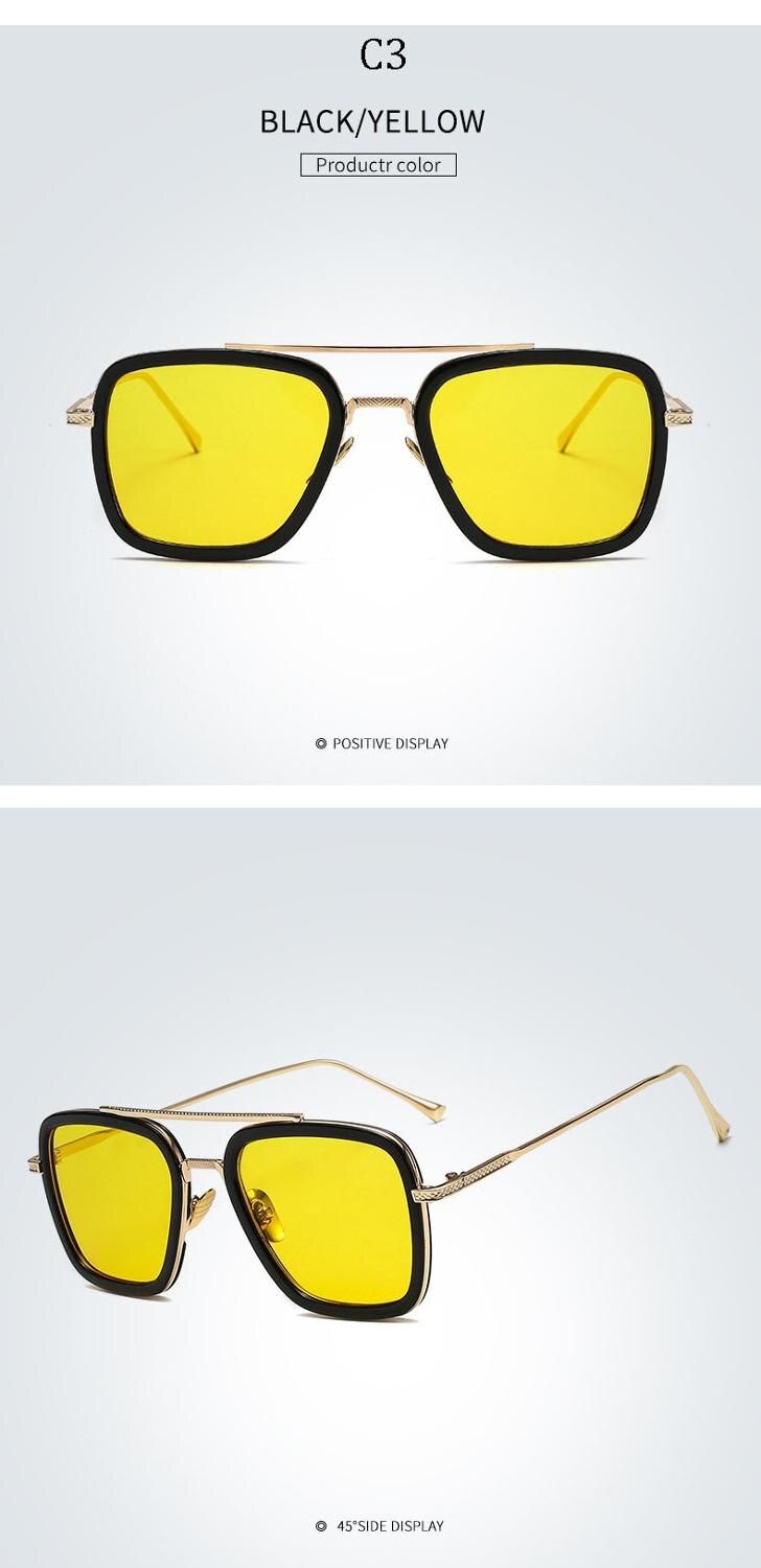66218 C32021 Fashion Avengers Flight Style Tony Stark Sunglasses Men Square Sun Glasses ditaeds uv400 Oculos De Sol Retro