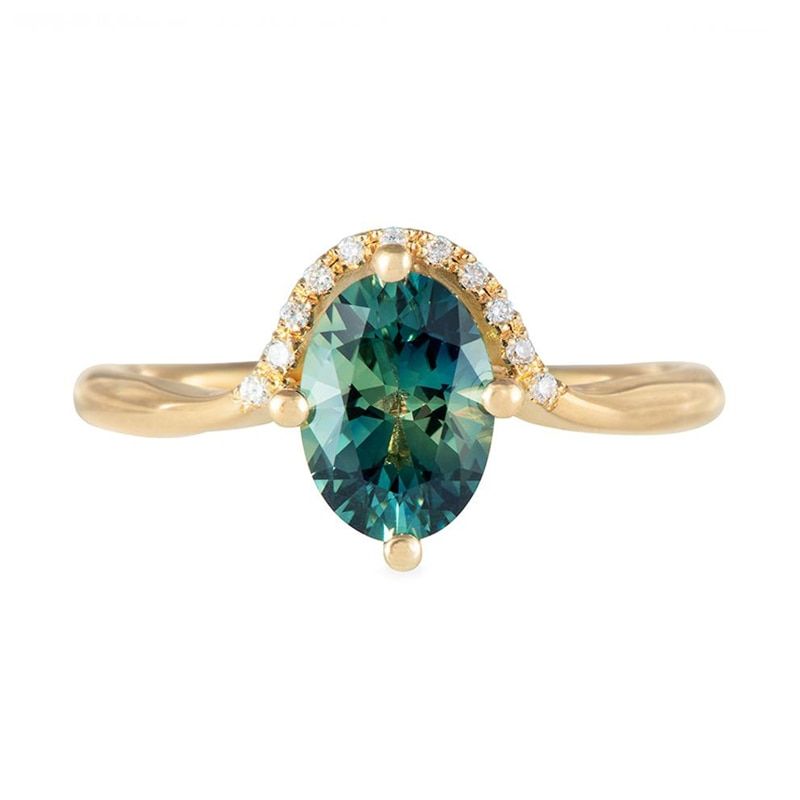 BOAKO Dainty Zircon Rings For Women Gem Stone Ring Wedding Party Jewelry Vintage Green Zircon Stone Ring anillos Coroa Girl