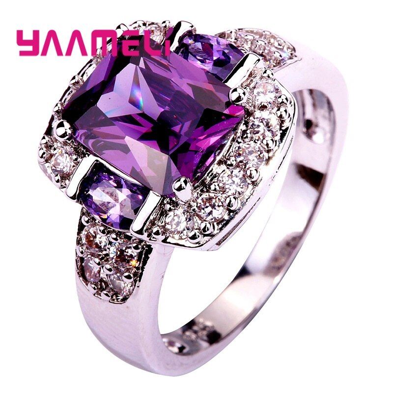 Fashion Luxury Ring Statement Women Wedding Zircon Engagement Trend Geometric 925 Sterling Silver Romantic Party Gift