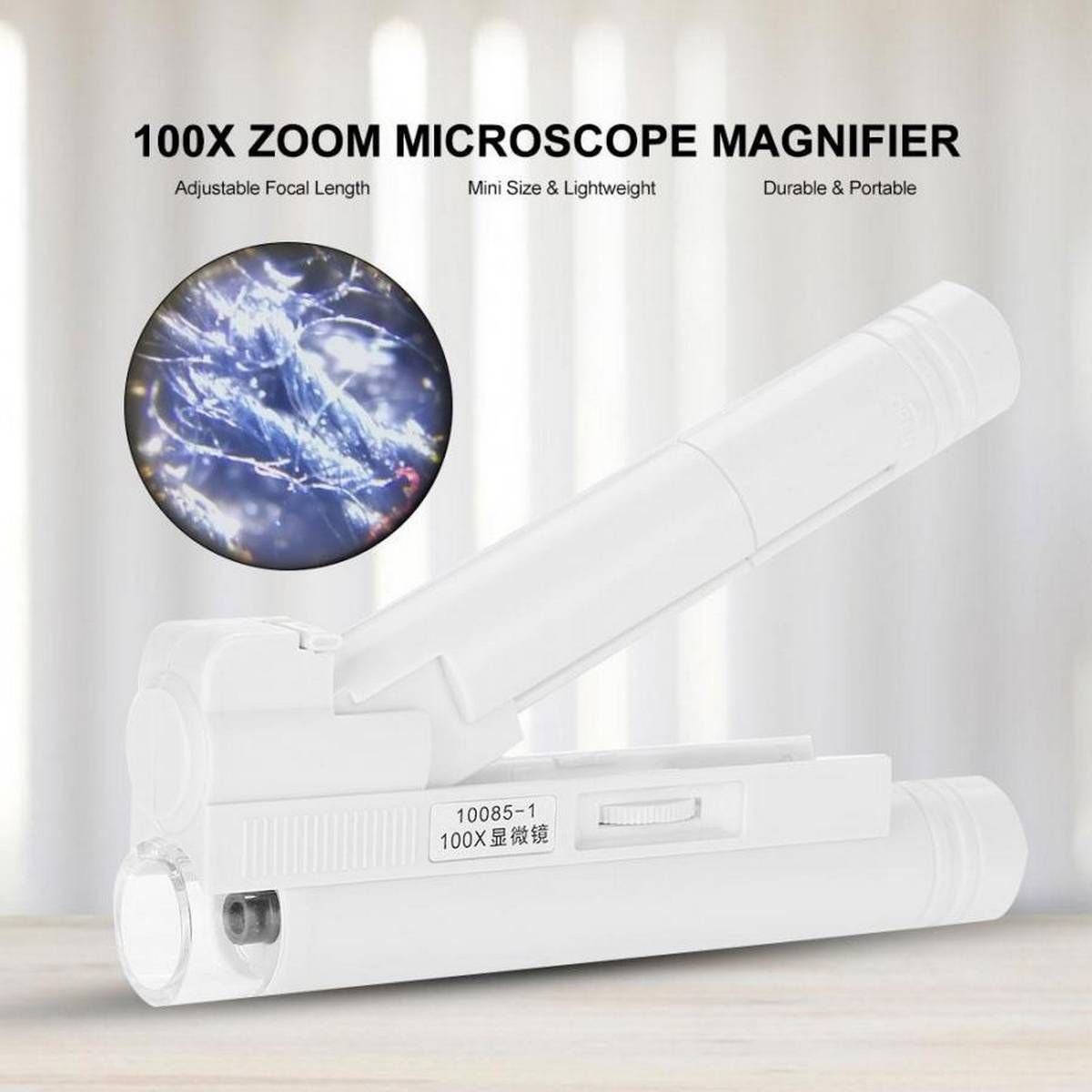 100X Zoom Microscope Double Tube Jewelry Magnifier Pocket Magnifying Glass with LED Light