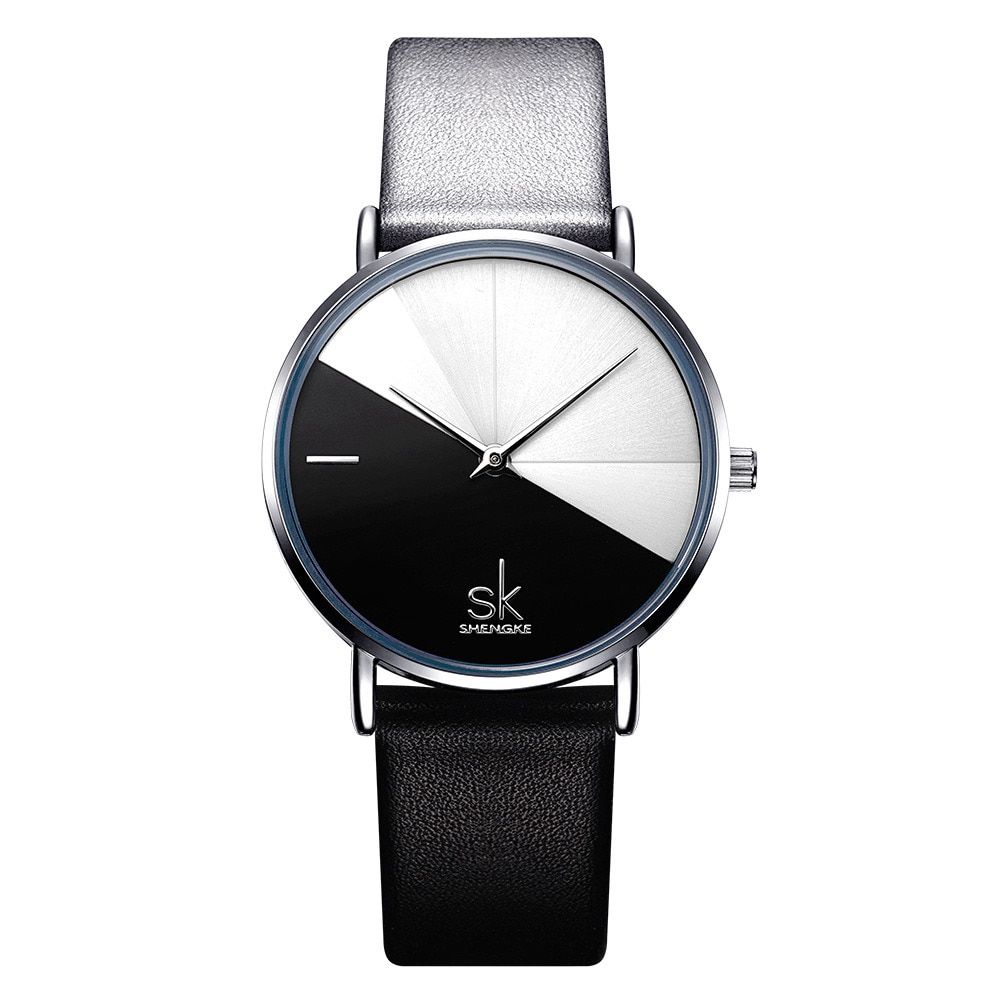 Shengke SK Women Bracelet Watch Set Leather Wrist Watch Vintage Lady Watch Irregular Clock Mujer Bayan Kol Saati Montre Feminino