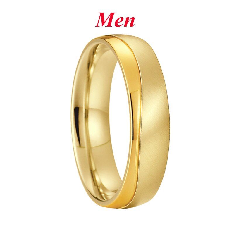 Alliances Marriage Gold Color Promise Wedding Rings for couples set men and women ladies titanium stainless steel jewelry