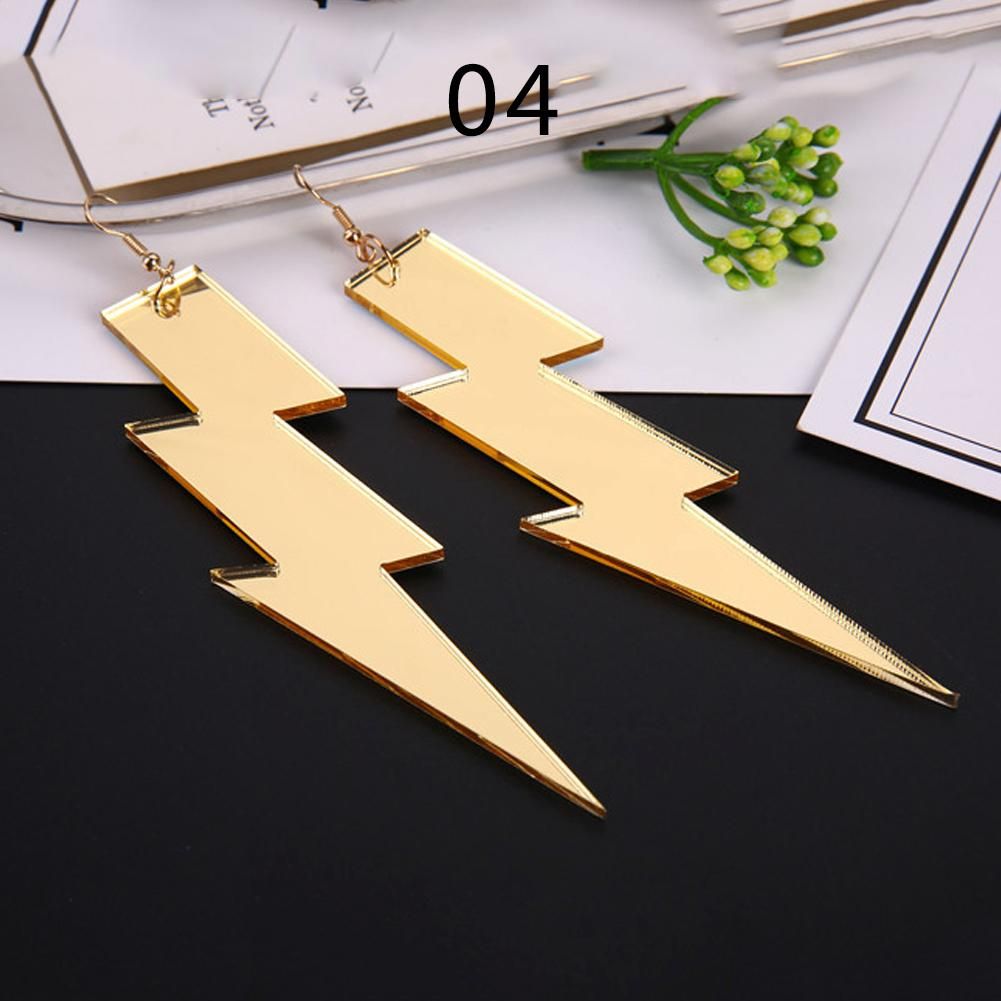 Large Exaggerated Acrylic Lightning Pendant Earring Fluorescent Light Night Club Party Jewelry Accessory Gift For Women Girls