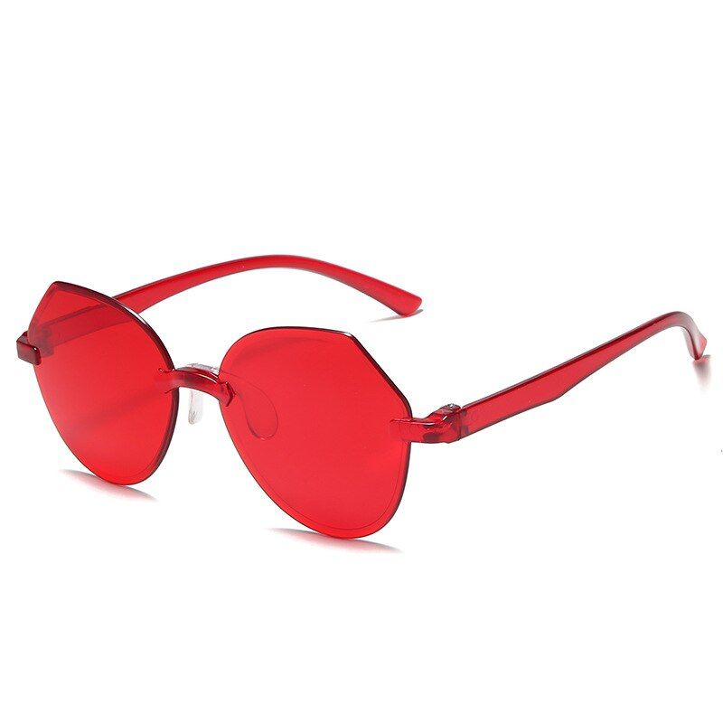 redNew Vintage Oversized Rimless Square Clear Lens Sunglasses Metal Frame Male Sun Glasses Brand Designer Eyewear Shades for Women