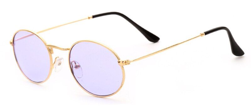 Purple TintedSHAUNA Classic Stainless Steel Frame Ladies Pink Reflective Oval Sunglasses Retro Men Mirror Coating Shades UV400