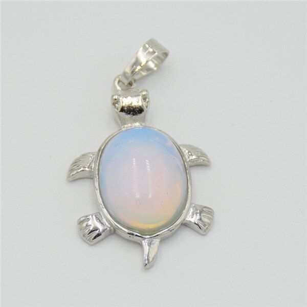 1PC Animal Tortoise Natural Stones Bead Pendants for Necklace Fashion Silver Plated Tiger Eye Turtle Charms Jewelry Findings