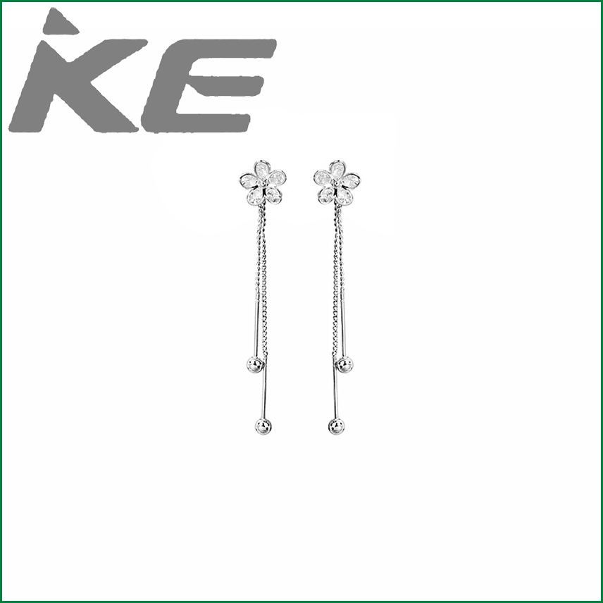 needle temperament zircon flower long tassel earrings girl ear jewelry simple fashion earrings for gilrs for women low price