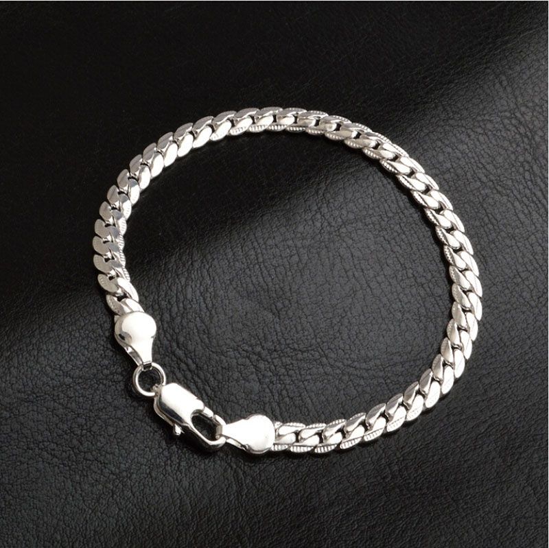 Braclets & Bangles 20cm Simple Stainless Steel Chain Bracelet for Men , Male Female Hip Hop Party Punk Rock Jewelry