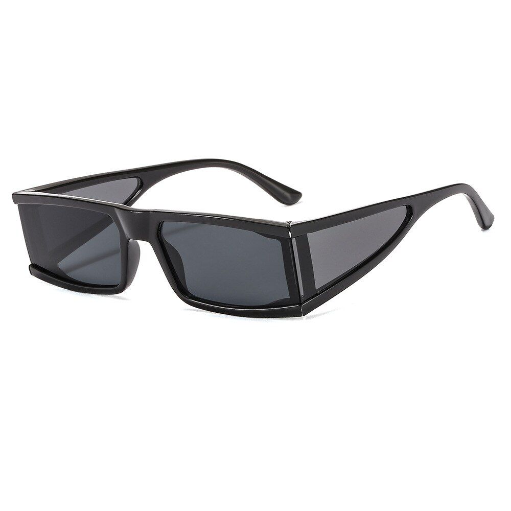 C1 BLACK GRAYFashion Rectangle Small Sunglasses Women 2019 Luxury Brand Mirror Silver Black Clear Lens One Piece Punk Men Shades UV400 S135B