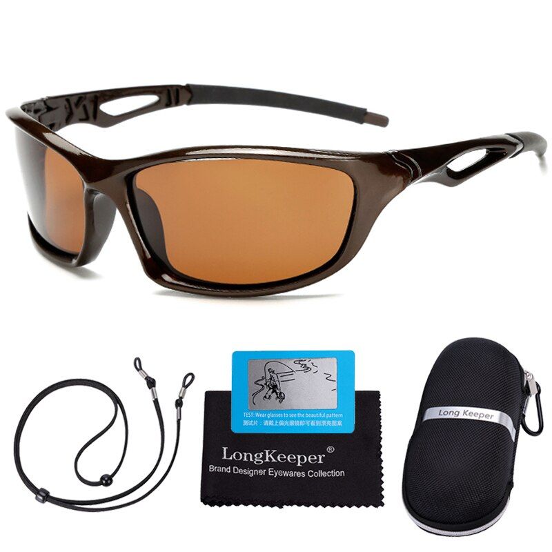Brown Brown-CSSunglasses Men Polarized Fishing Glasses Women Fashion Retro Square Driving Goggles Glasses Sports Eyewear With Sport Lanyard