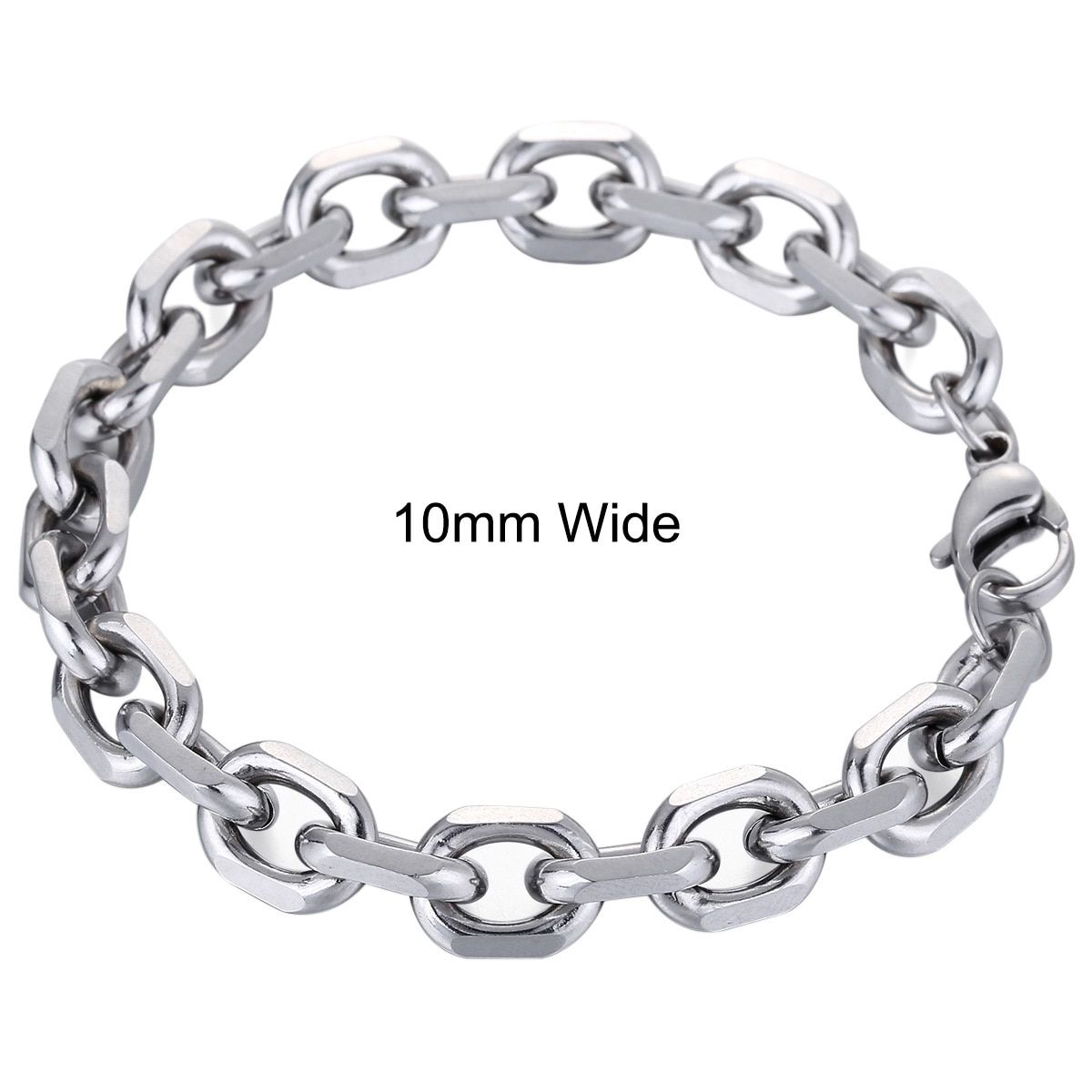 Davieslee Mens Bracelet Chain Silver Color Stainless Steel Bracelets for Men Rolo Cable Link Wholesale Jewelry 3/4/6/10mm LKBM41