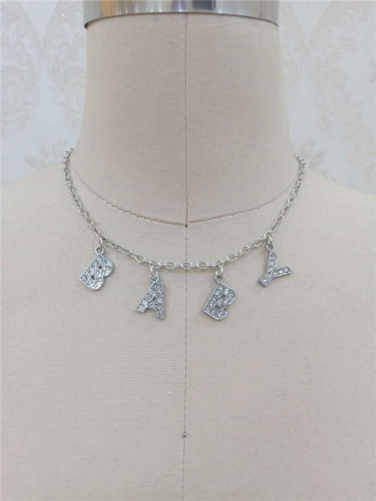 Harajuku Letter Crystal Angel Women Jewelry Couple Gift BABY HONEY Choker Femme Punk Drop Ship(null)