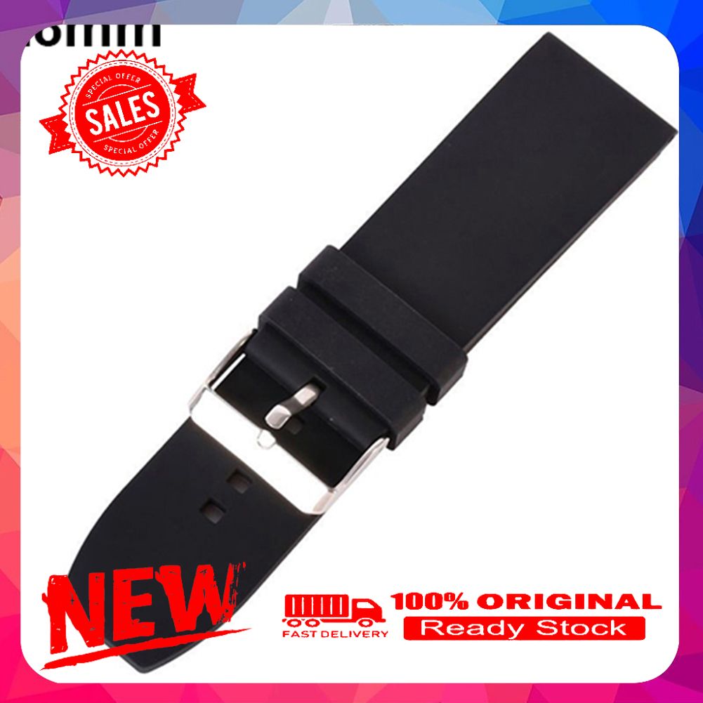 16mm - 28mm Waterproof Solid Soft Silicone Buckle Watch Strap Band Replacement